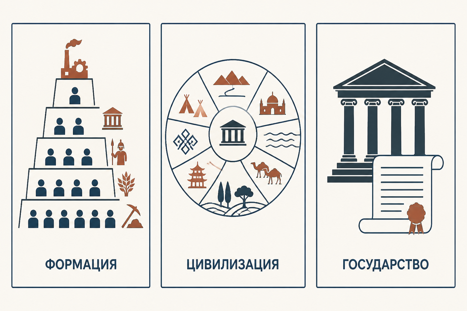 Три критерия периодизации: общественный строй, цивилизация и форма государства