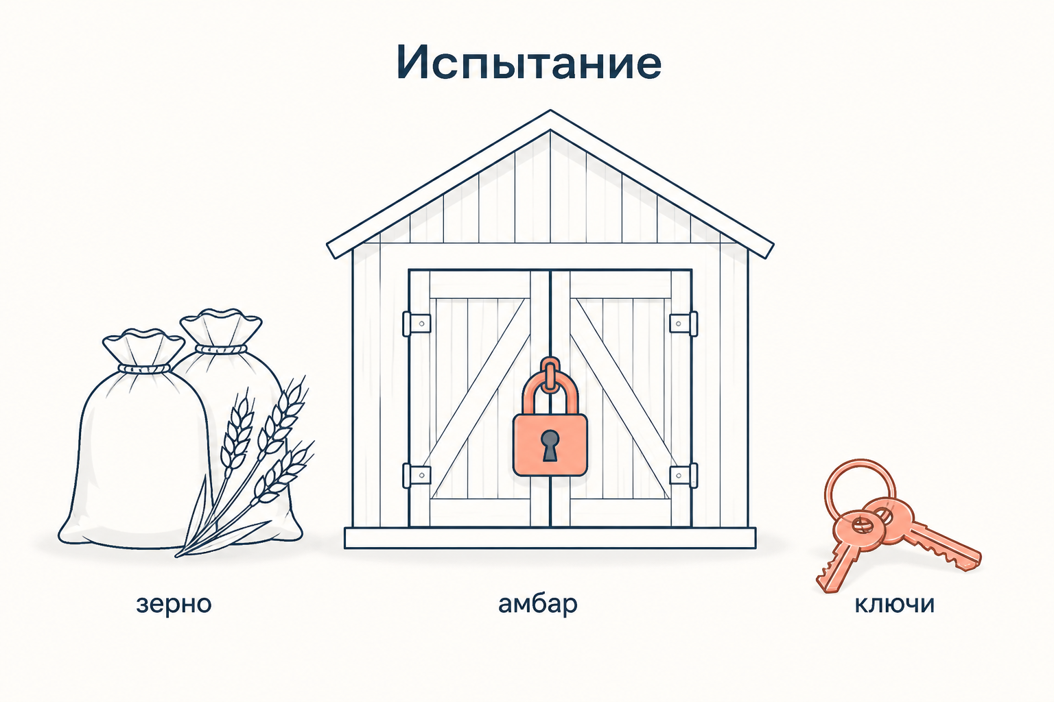 Испытание председателя: замок на амбаре с семенным зерном и отобранные ключи