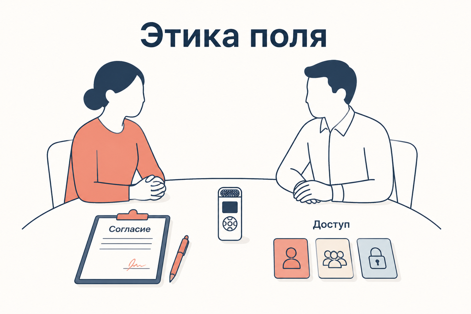 Этическая схема полевой записи: согласие участника и уровни доступа к материалу