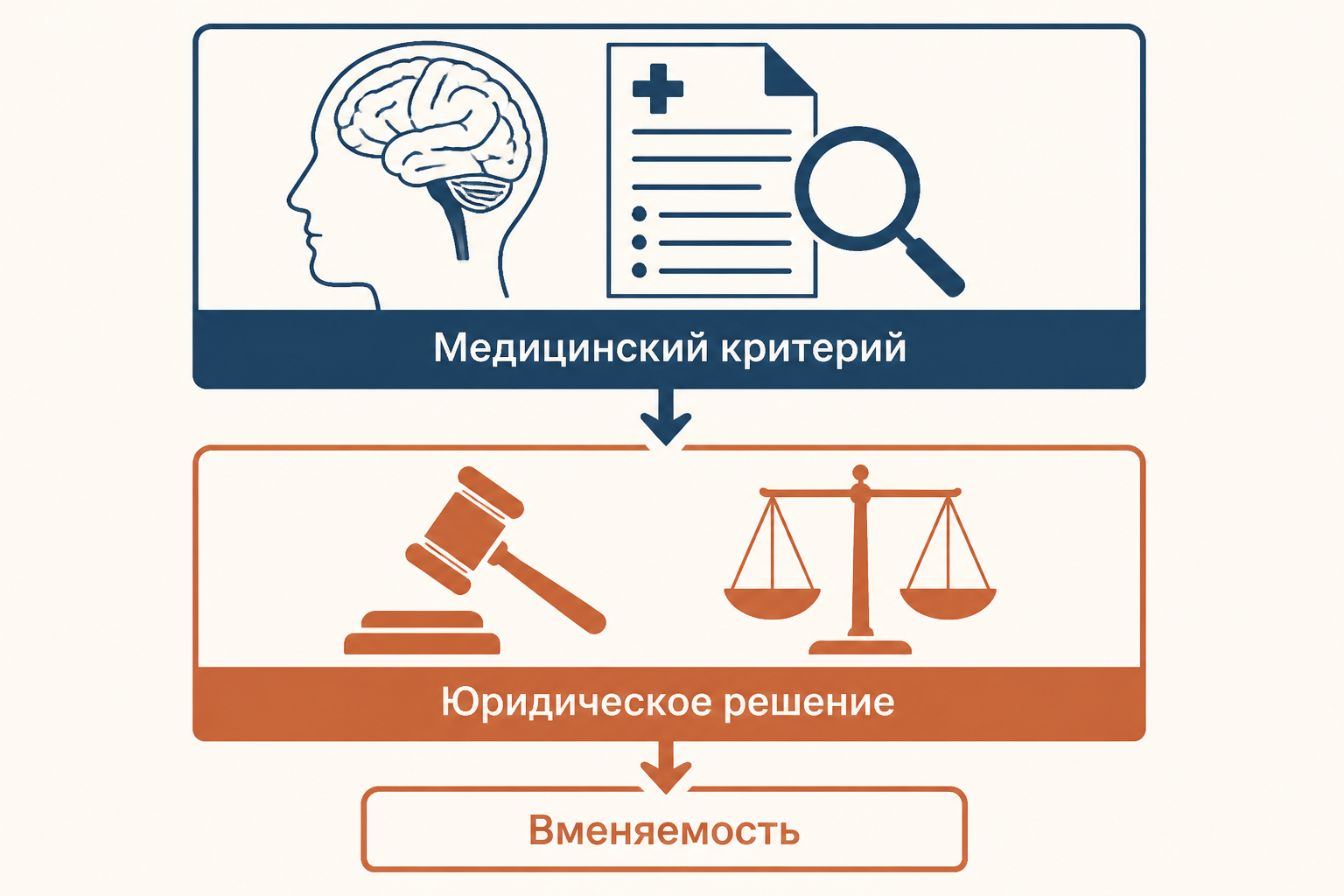 Два уровня анализа: медицинское исследование эксперта и юридическое решение суда