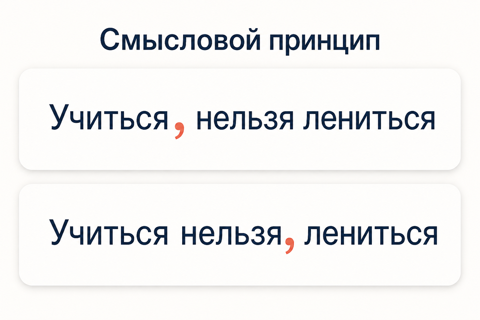 Одна цепочка слов и два положения запятой дают противоположные прочтения фразы