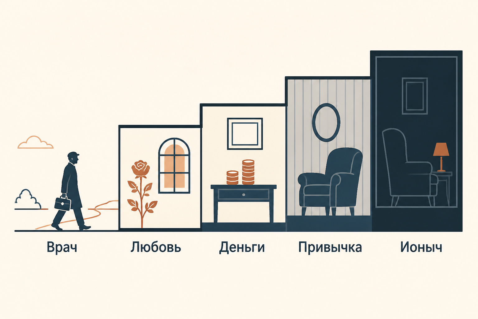 Пять ступеней превращения Старцева в Ионыча