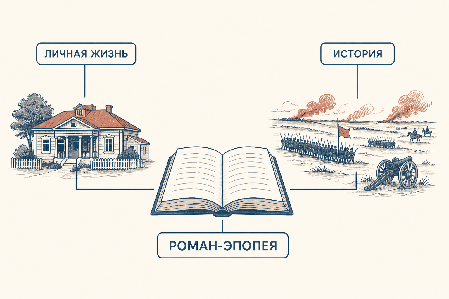 Связь частной и исторической линий в романе-эпопее