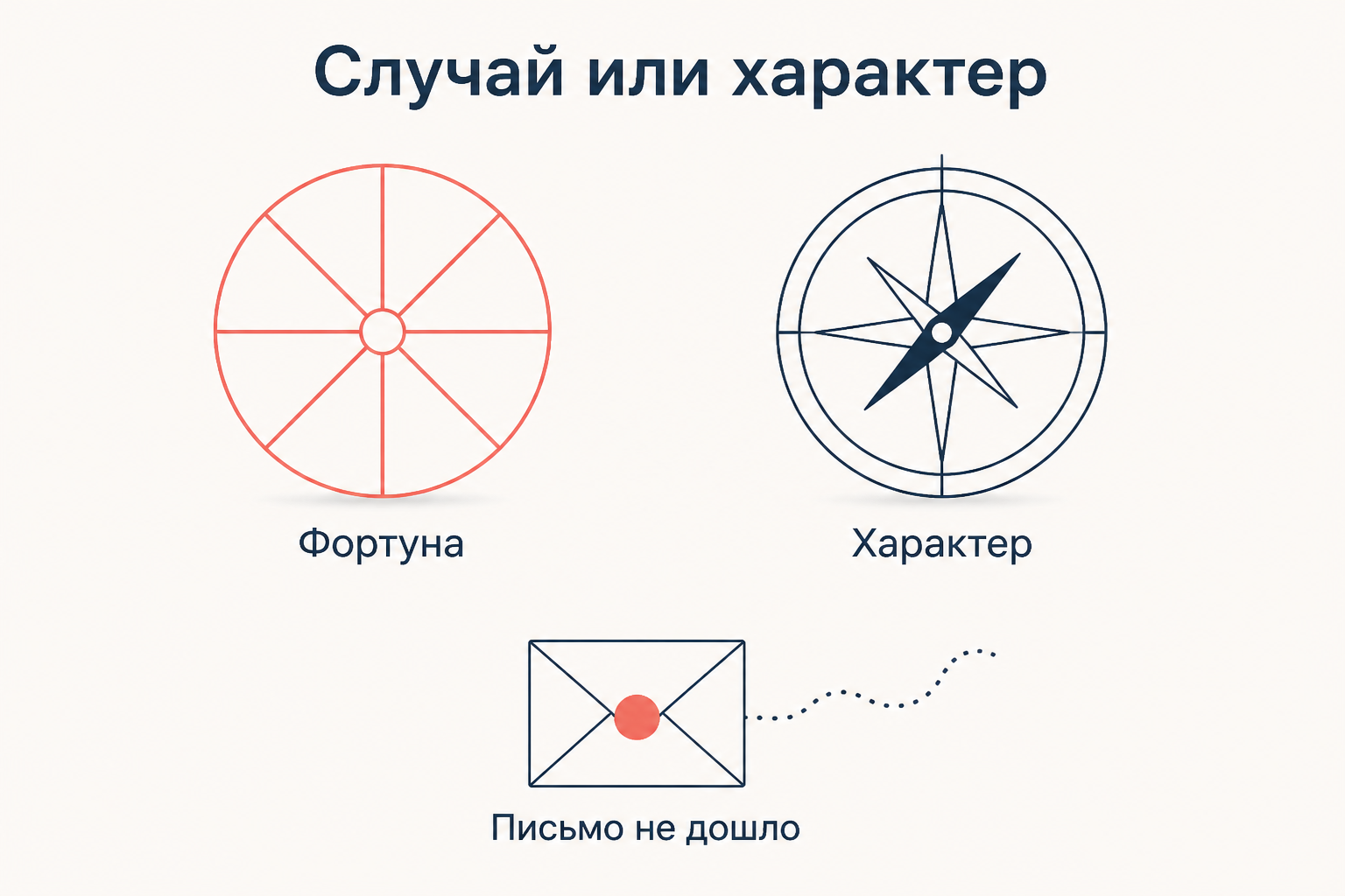 Случай против характера: колесо Фортуны, компас выбора и письмо, которое не дошло
