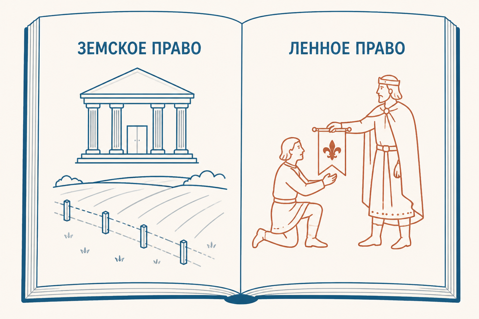 Схема двух частей Саксонского зерцала: земское право и ленное право