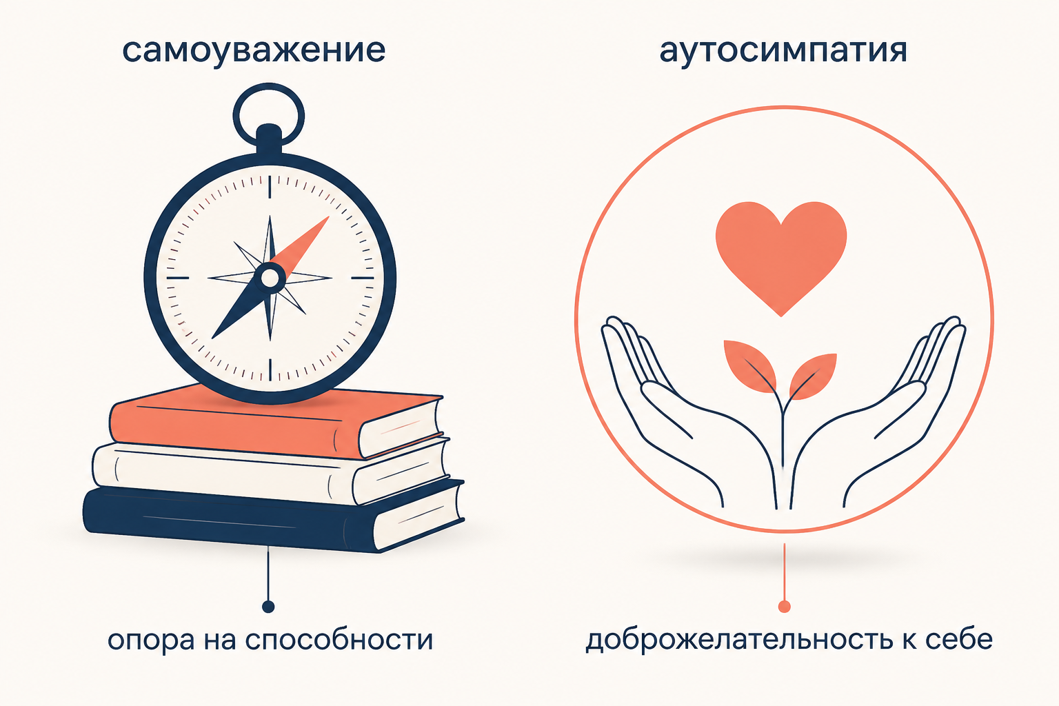 Различие самоуважения и аутосимпатии: опора на способности и эмоциональная доброжелательность к себе