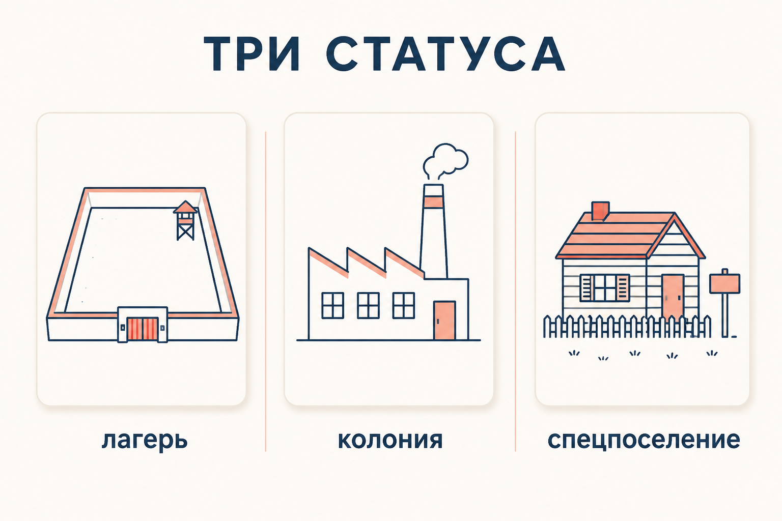 Три правовых статуса в системе ГУЛАГ: лагерь, колония и спецпоселение как разные режимы содержания