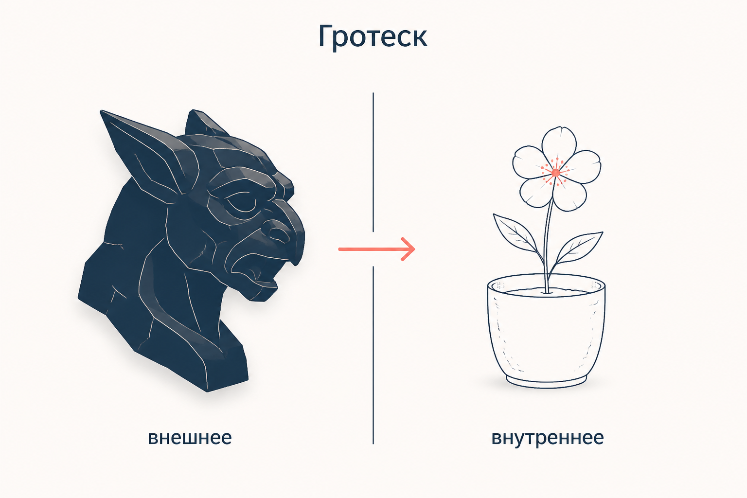 Схема гротеска у Гюго: внешнее уродство героя и внутренняя способность к любви как две стороны одного образа