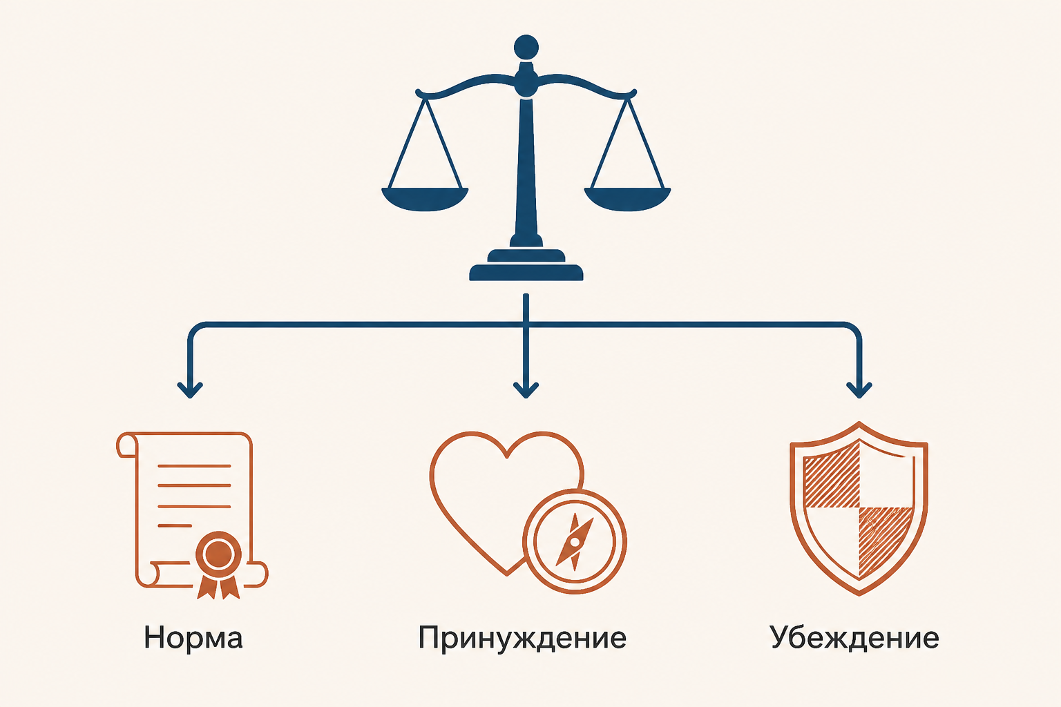Пересечение права и морали: обе системы направляют поведение, но используют разные средства