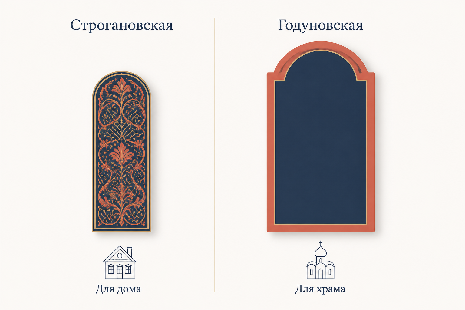 Сопоставление двух направлений русской иконописи рубежа XVII века по размеру и стилю