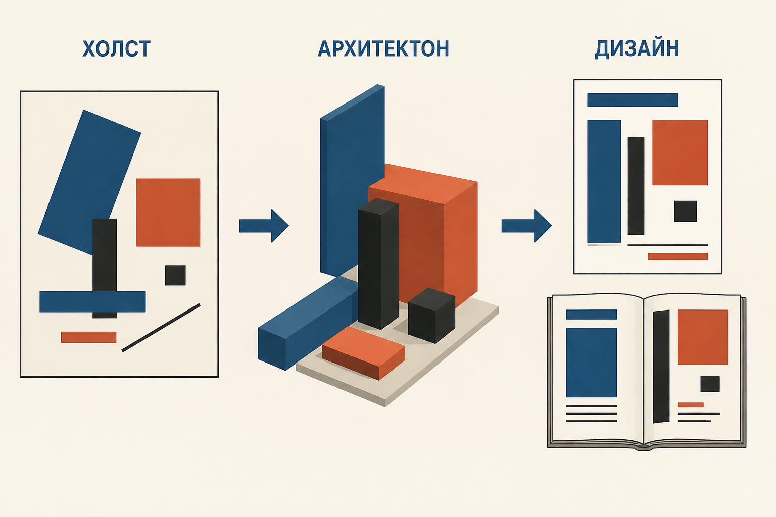 Переход от супрематического холста к архитектонам и дизайну