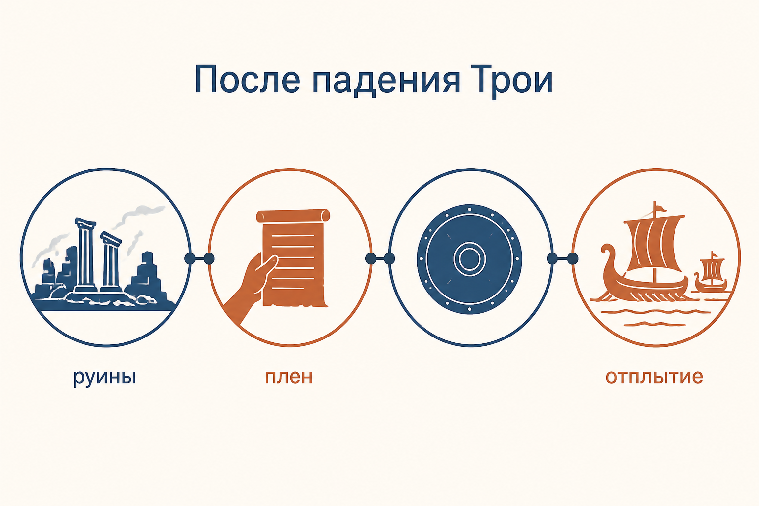 Разрушенная Троя и женщины, ожидающие решения победителей