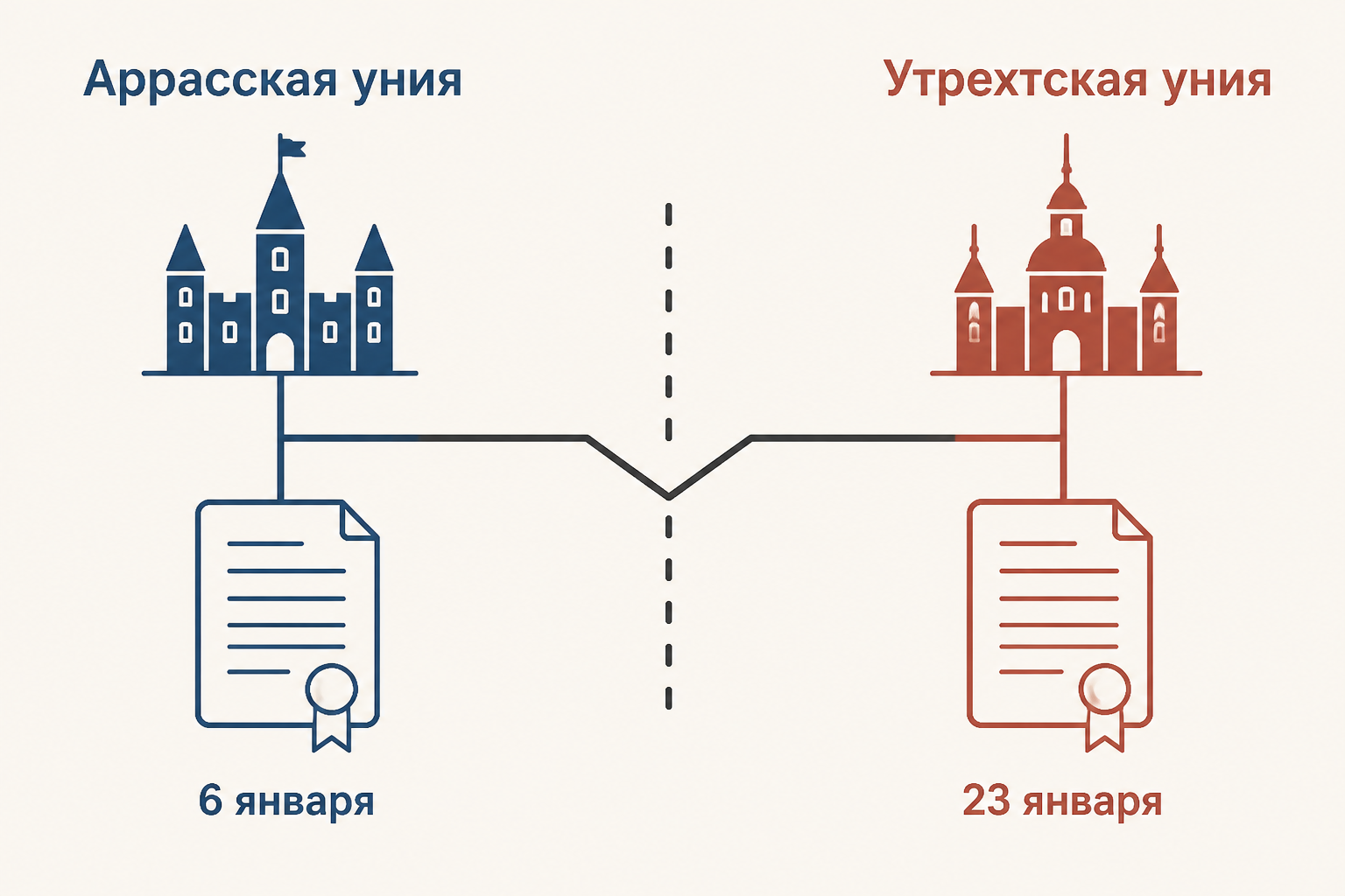 Раскол Нидерландов в 1579 году: Аррасская уния на юге и Утрехтская уния на севере