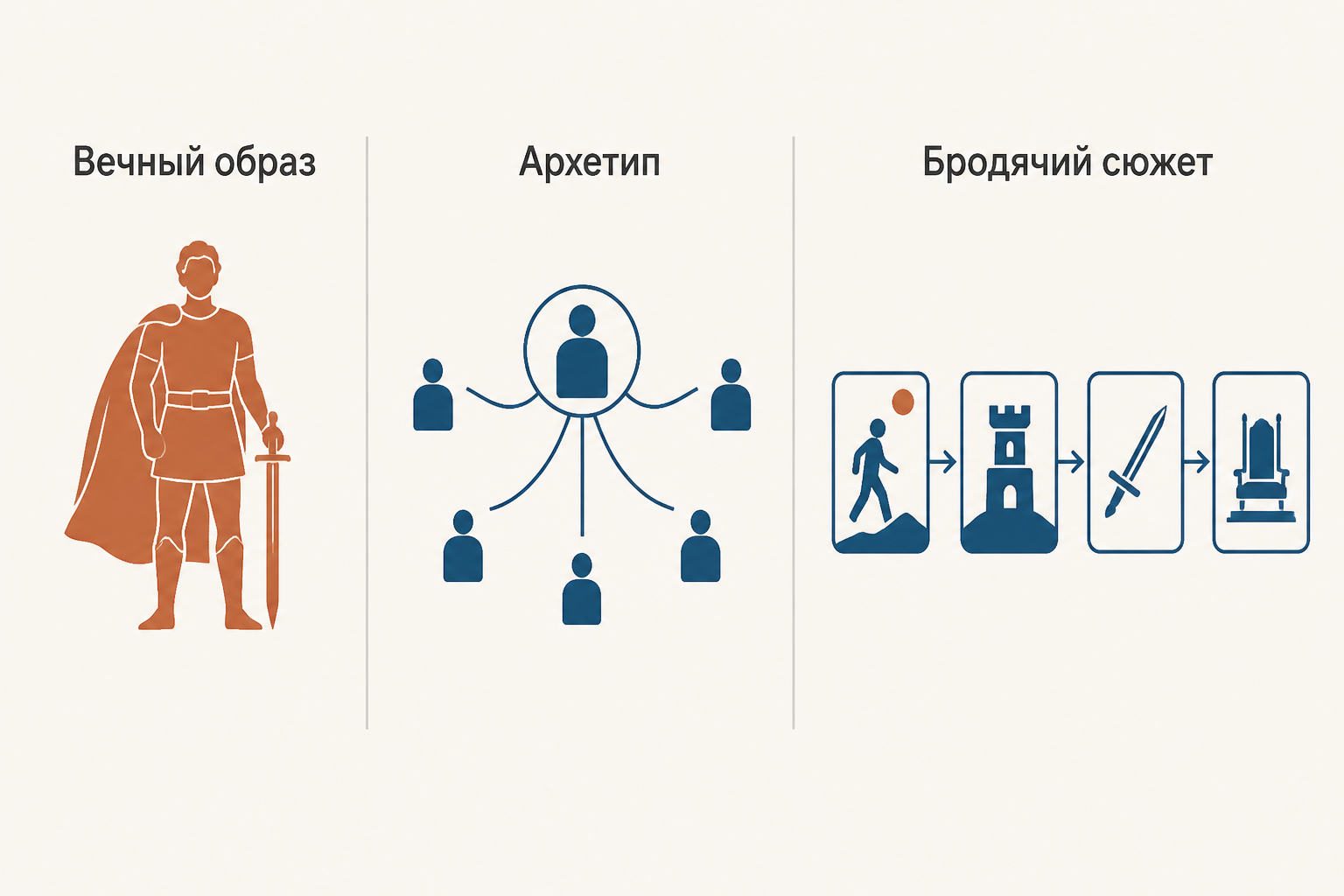Сравнение вечного образа, архетипа и бродячего сюжета в литературном анализе