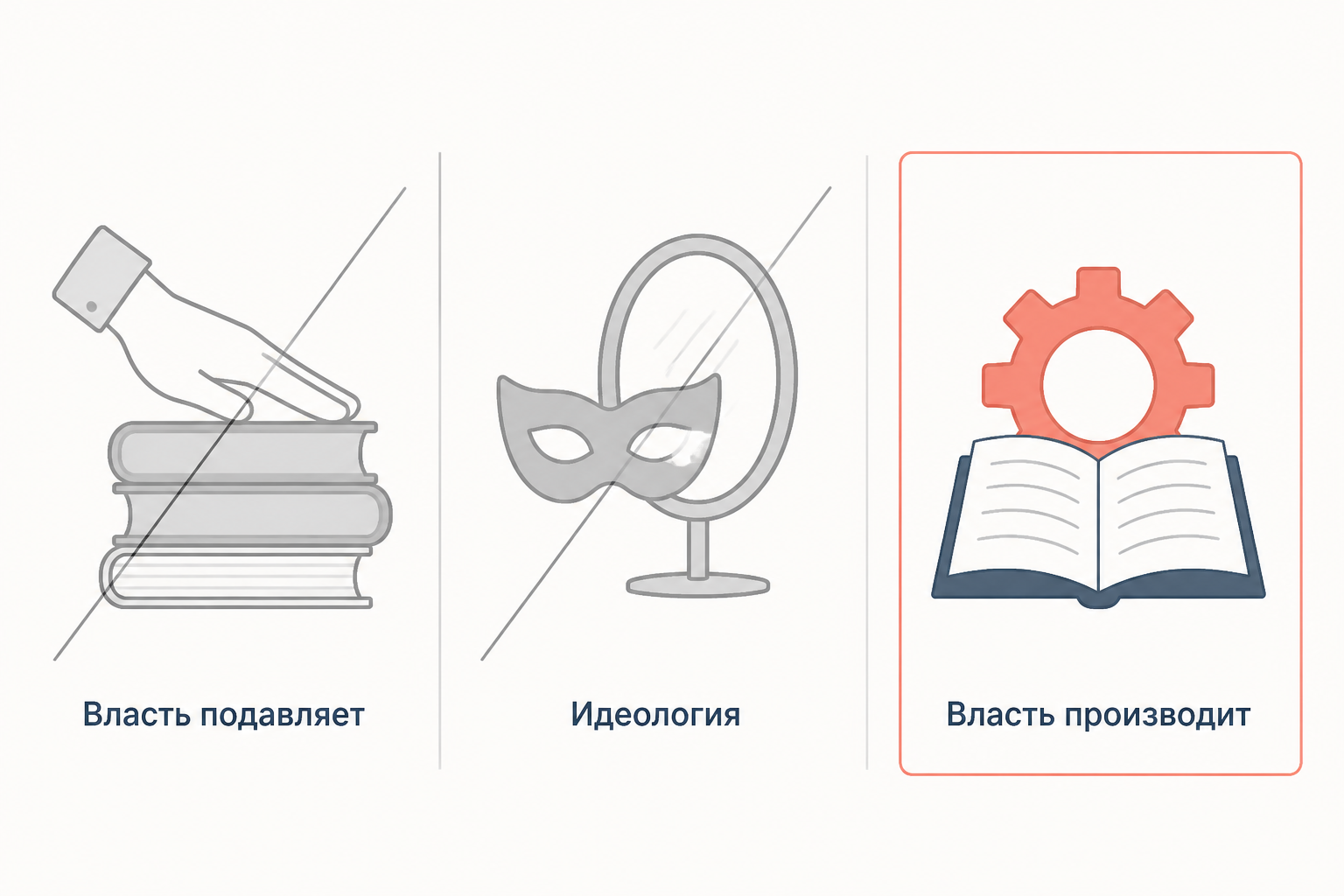 Три модели отношения власти и знания: подавление, идеология и продуктивная связка