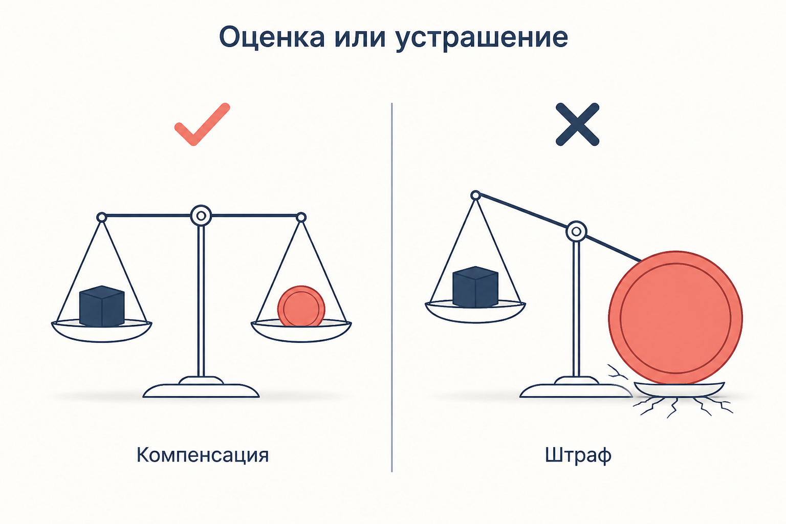 Схема различения компенсации и штрафа в договорном условии о заранее оценённых убытках